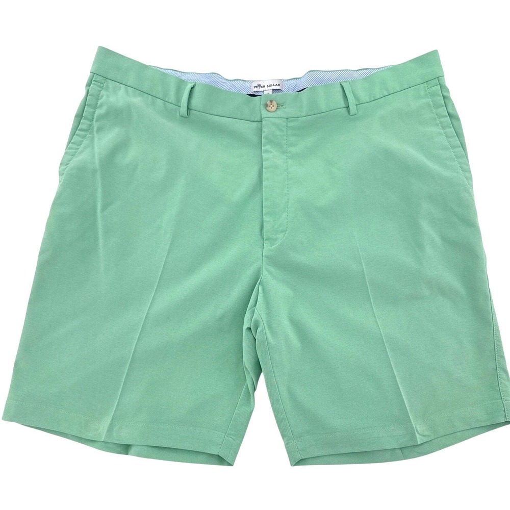 Peter Millar Performance Golf Shorts Mens 40 Light Green Gorpcore Casual Outdoor